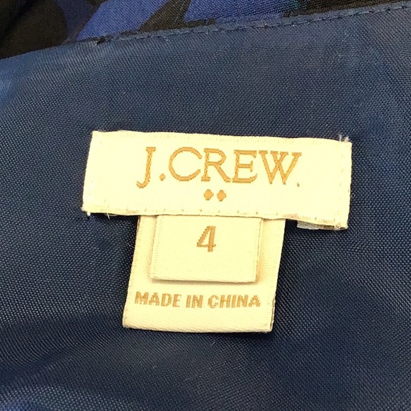 💖 J. Crew Factory | 3/4 Sleeve Gallery Shift Dress Blue Black Leaf Floral Siz - Picture 5 of 6